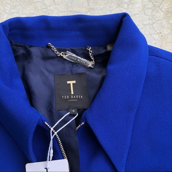 Ted Baker Elrosa Cropped Jacket Waffle Texture Bright Cobalt Blue XL NWT - Picture 6 of 10
